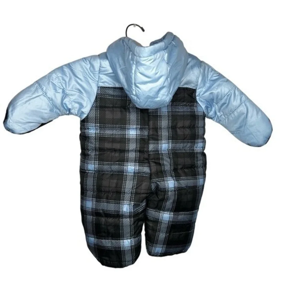 Infant‎ Plaid Hooded Puffer SNowsuit Bunting Pram Suit 3-6 Months Winter Unisex